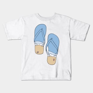 Beach Bum Ocean Waves Flip Flop Illustration Kids T-Shirt